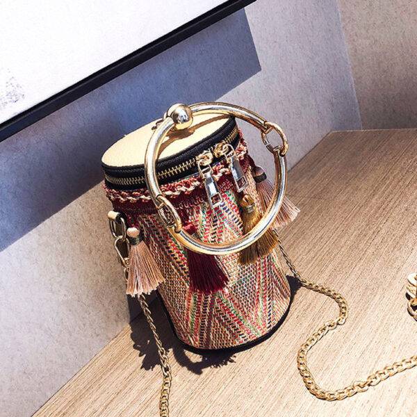 Luxury Handbag Women Bag Designer Retro Weave Feather Tassel lady Shoulder Bag - Image 1