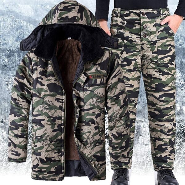 Winter Thickened Fleece Lined Camouflage Cotton Padded Jacket For Men - Image 59