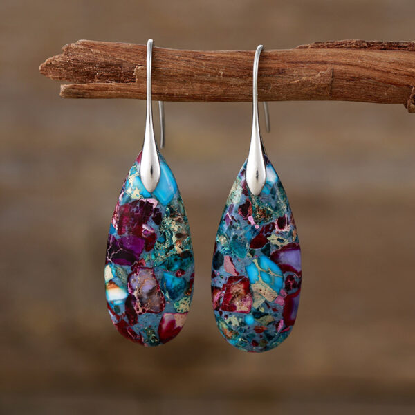 New Bohemian Emperor Stone Water Drop Earrings - Image 2