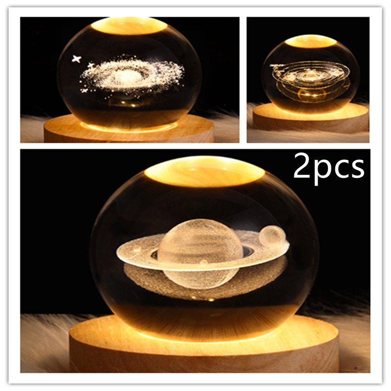 LED Night Light Galaxy Crystal Ball Table Lamp 3D Planet Moon Lamp Bedroom Home Decor For Kids Party Children Birthday Gifts - Image 28
