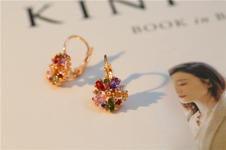 Colorful Zircon Ear Clips In Rose Gold - Image 12