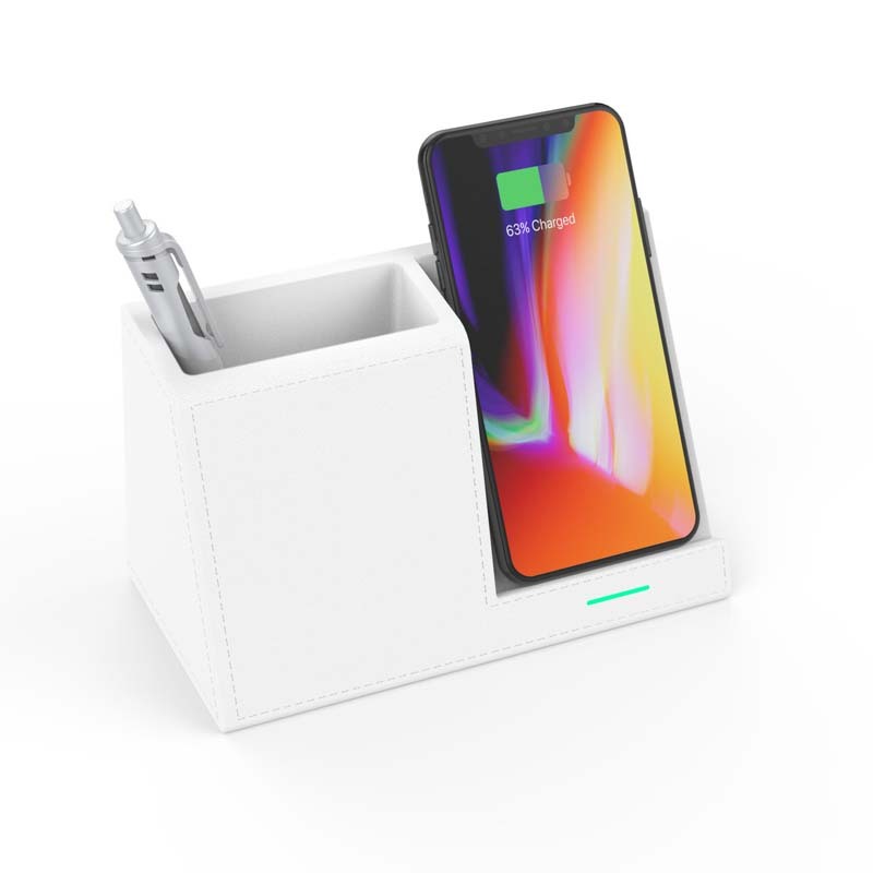 Leather Pen Holder Wireless Charger Wireless Phone Charger And Pen Holder Fast Charging Phone - Image 4