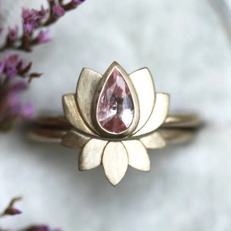 Retro Creative Design Niche Lotus Flower Ring - Image 23