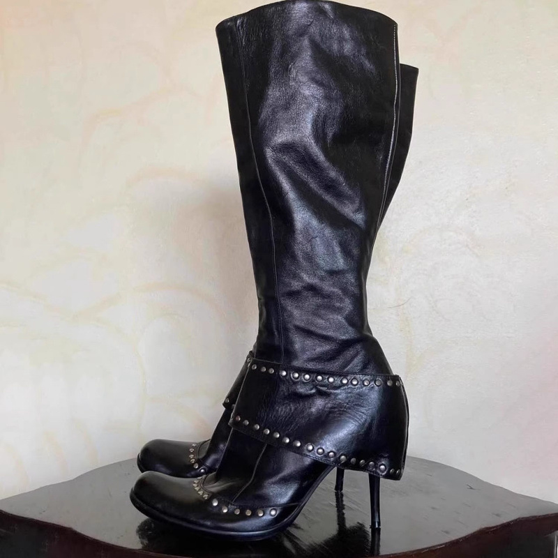 Studded Round-toe Fashion Over-the-knee Boots With A Thin Heel - Image 8