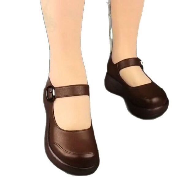 Women's Soft Leather Thick-soled Low-cut Shoes - Image 3
