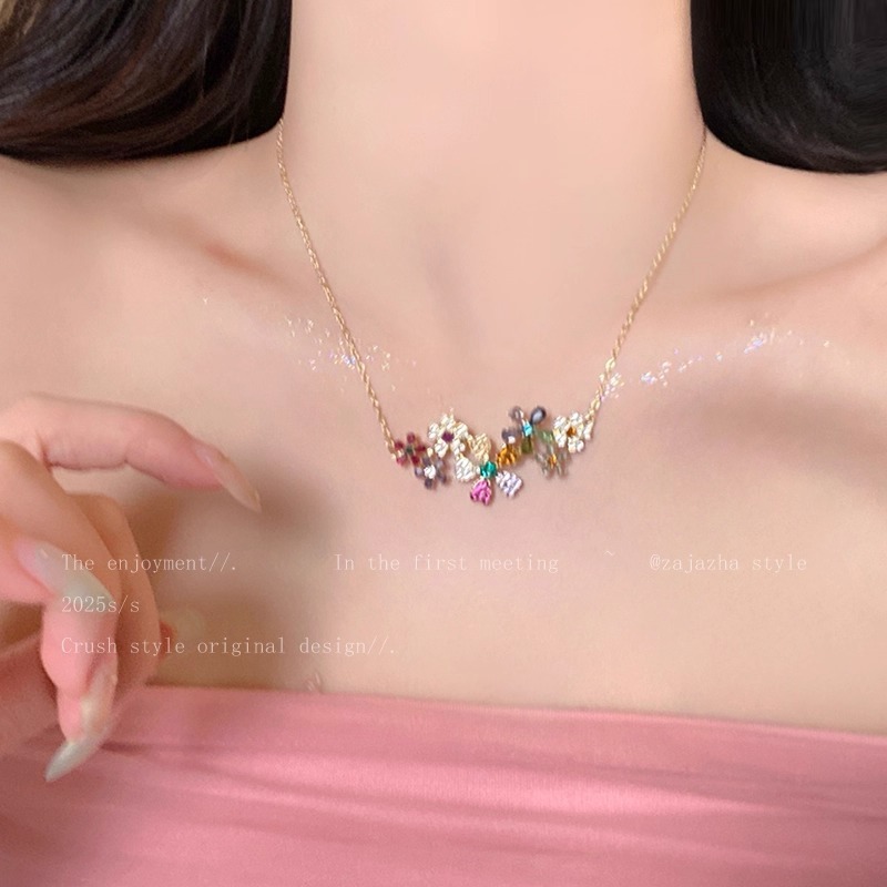 Dopamine Colored Flower Necklace And Earrings - Image 3