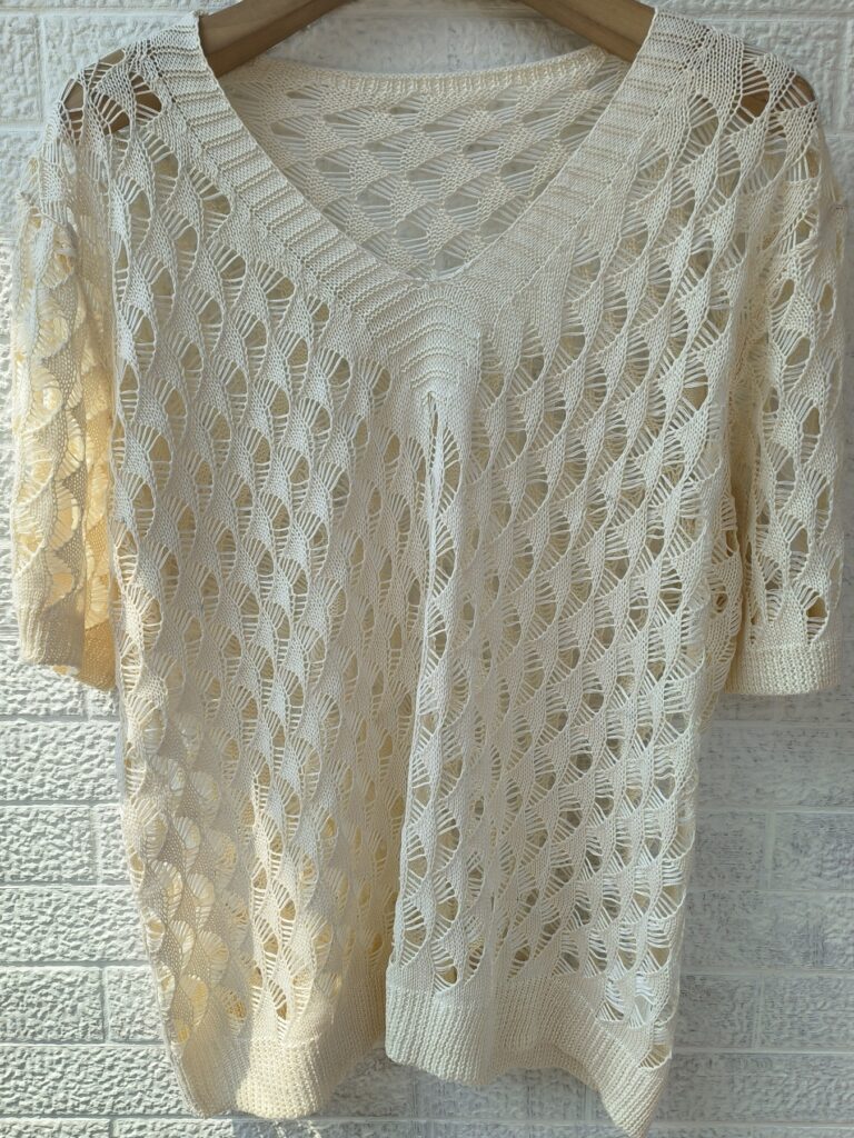 Womens Fashionable Hollow-Out Plus-Size Short-Sleeve Knitted Top
