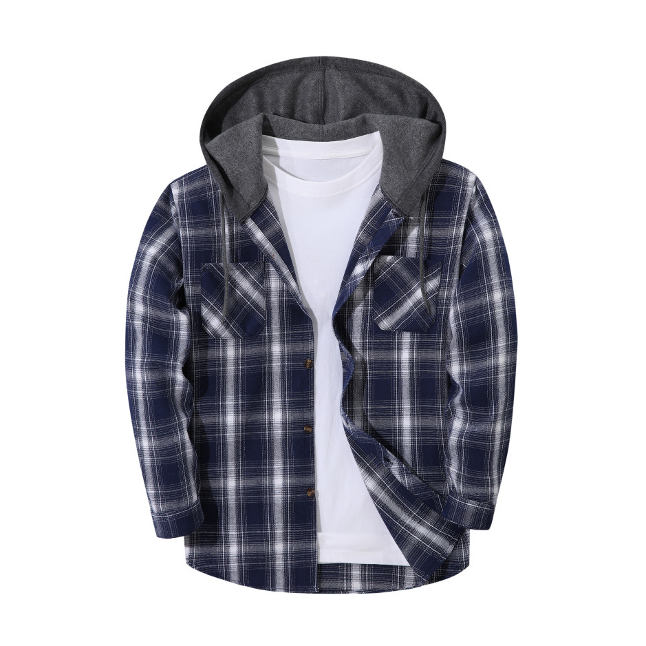 Mens Trendy Plaid Hooded Jacket - Image 26