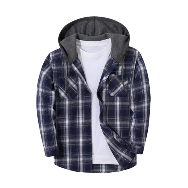 Mens Trendy Plaid Hooded Jacket - Image 29