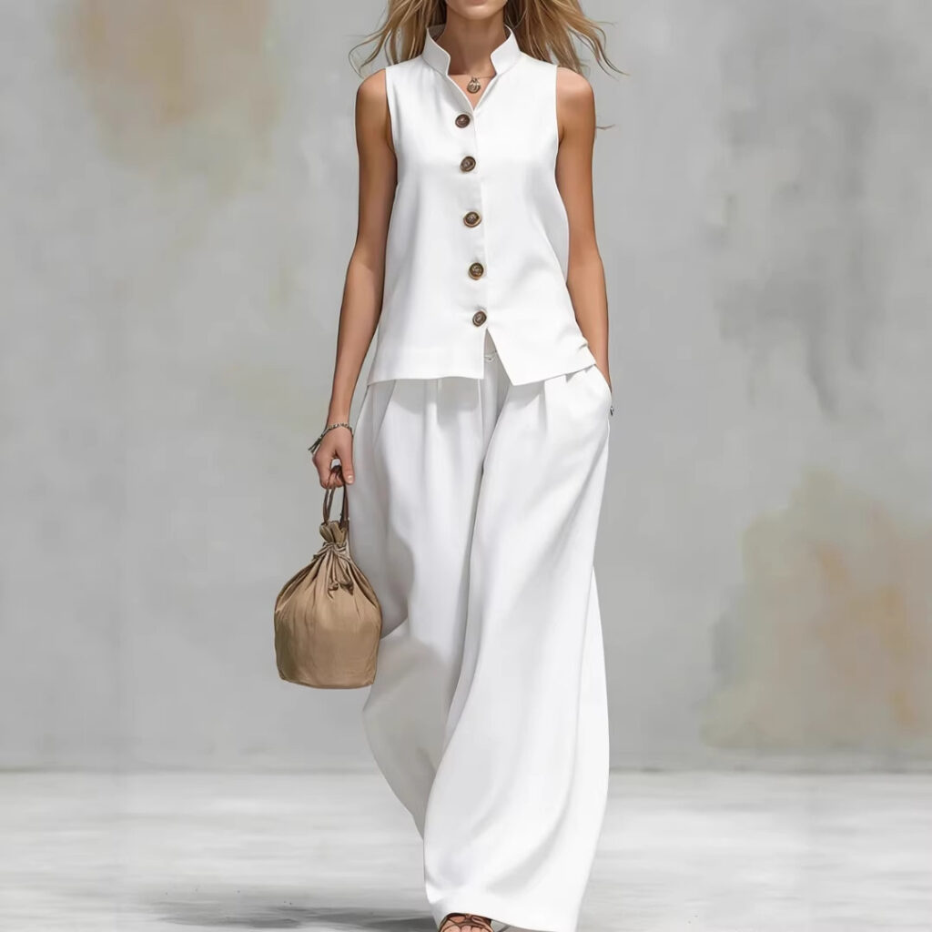 Fashionable Casual V-Neck Vest And Pants Set