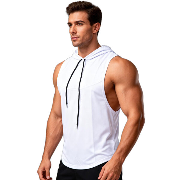 Men's High-Elastic Breathable Fitness Vest With Hood - Image 2