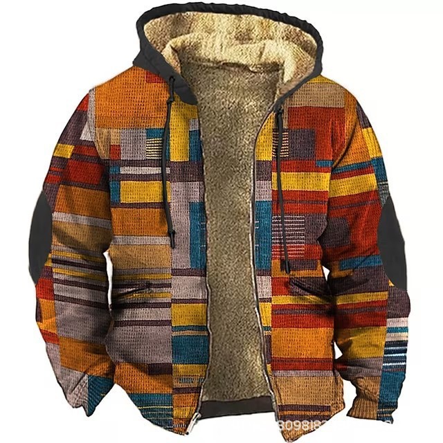Fleece-lined Thickened Patchwork Cotton Jacket - Image 21