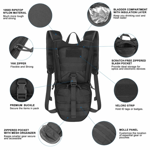 Tactical Hydration Backpack With 2.5L Bladder and Thermal Insulation - Image 5