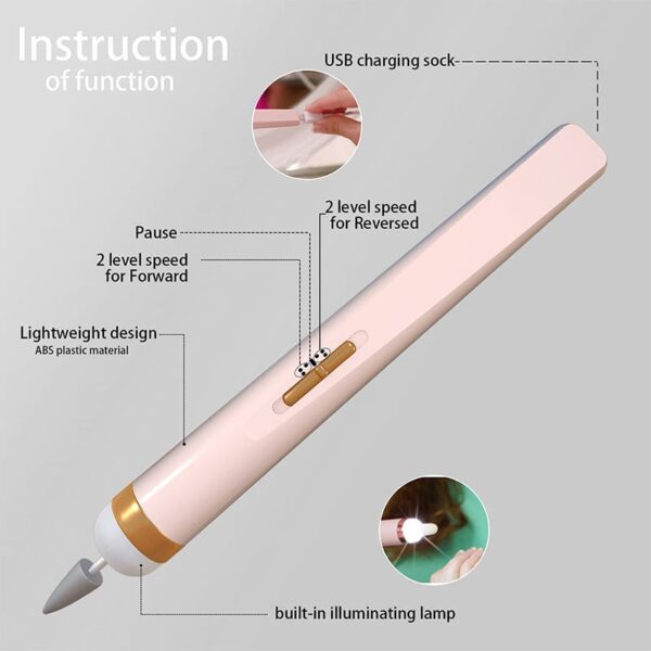 5in1 Manicure Machine Set Electric Nail Drill Polisher Cordless USB Rechargeable With LED Cutters Mill For Manicure Pedicure Accessor - Image 17