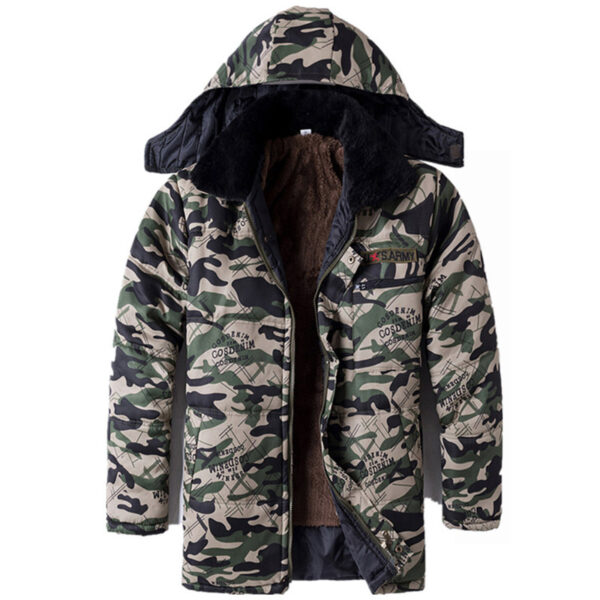 Winter Thickened Fleece Lined Camouflage Cotton Padded Jacket For Men - Image 54