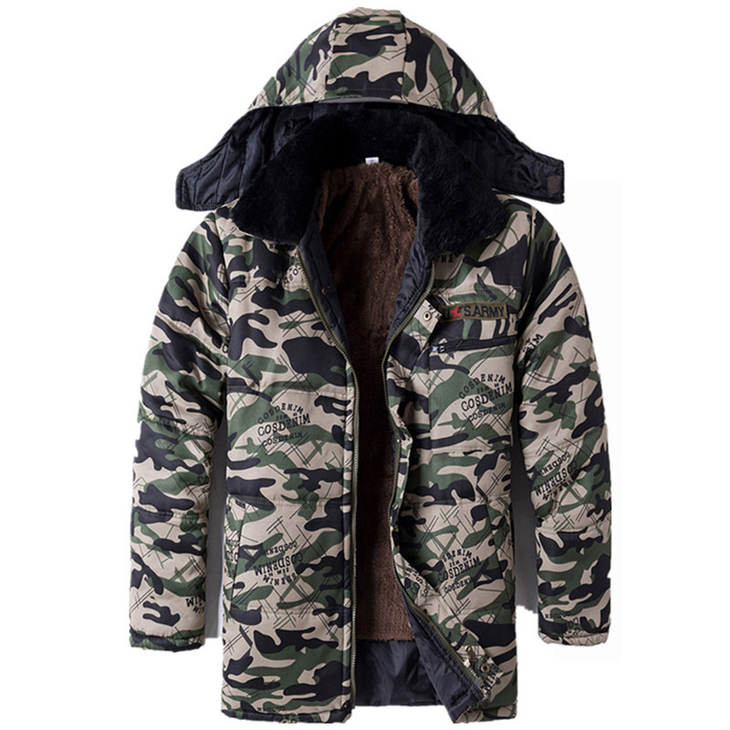 Winter Thickened Fleece Lined Camouflage Cotton Padded Jacket For Men - Image 63