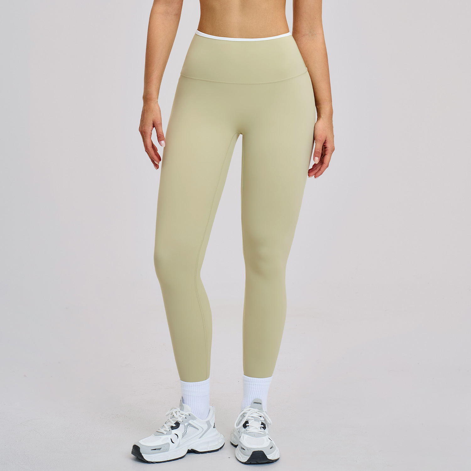 Nude-Feel Yoga Pants High-Waist Contrasting Color Quick-Dry Trousers - Image 1
