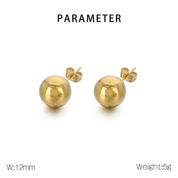 Simple Versatile Titanium Steel Polished Bean-Shaped Round Stud Earrings - Image 10