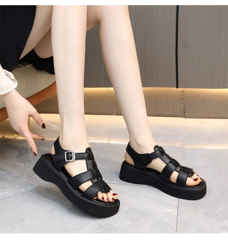 One-strap Open-toe Sandals With A Rubber Mid-heel