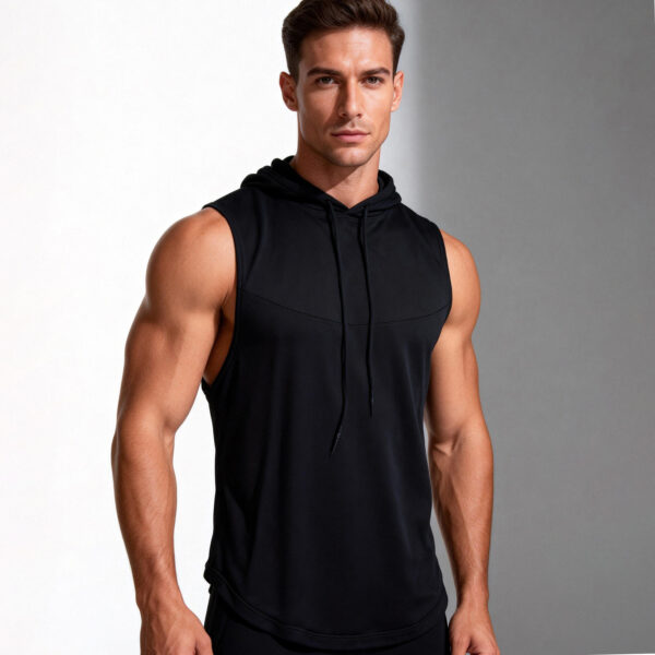 Men's High-Elastic Breathable Fitness Vest With Hood - Image 6