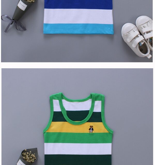 Breathable Cotton Striped Sleeveless Kids Vest - Image 9