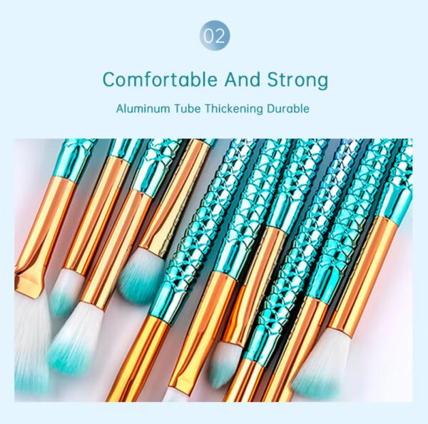 11pcs Makeup Brushes Kit Maquiagem Maquillaje New Mermaid Foundation Eyebrow Eyeliner Cosmetic Makeup Brushes - Image 14