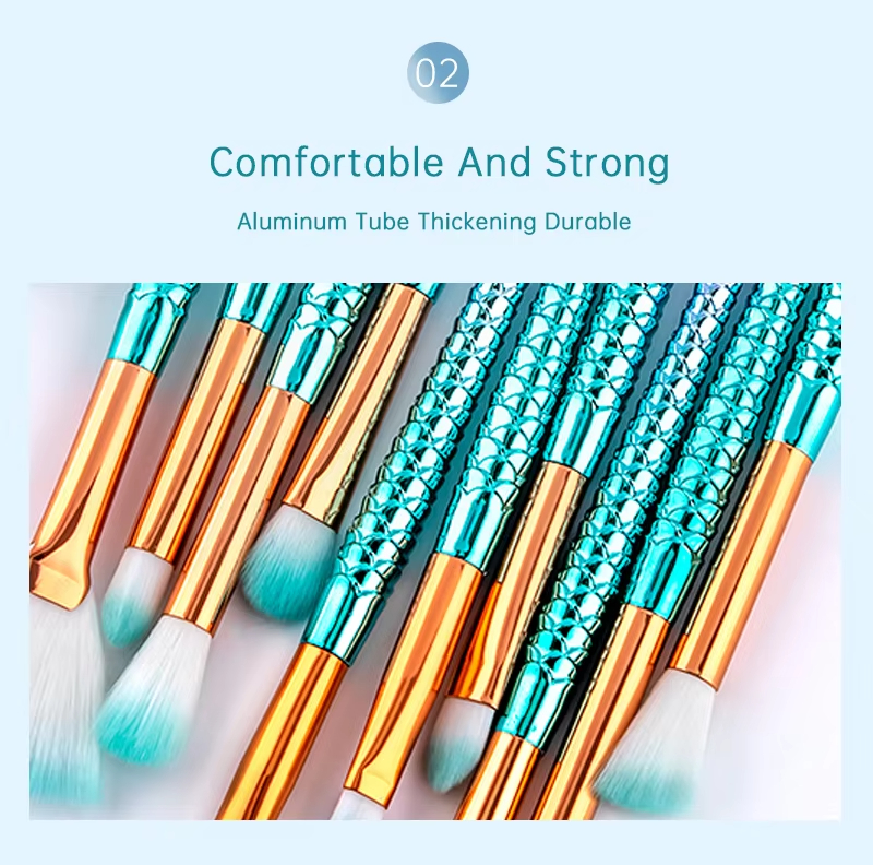 11pcs Makeup Brushes Kit Maquiagem Maquillaje New Mermaid Foundation Eyebrow Eyeliner Cosmetic Makeup Brushes - Image 14
