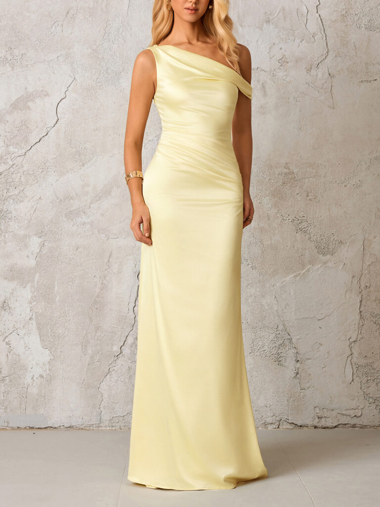 Slant-shoulder Figure-hugging Slimming Sexy And Elegant One-shoulder Dress