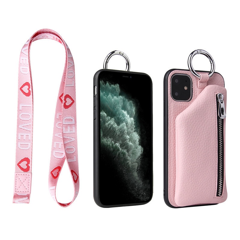 PU Leather Strap Cord Coin Purse Phone Cases Crossbody Neck Lanyard Wallet Cover - Image 43