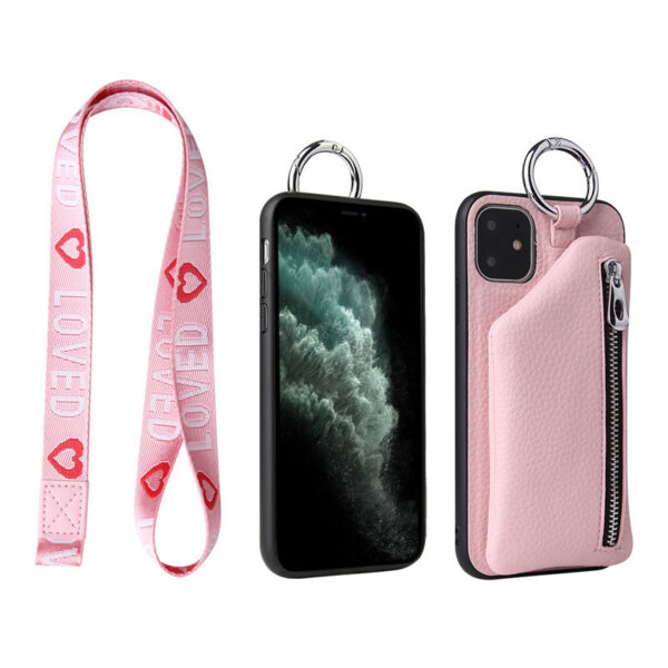 PU Leather Strap Cord Coin Purse Phone Cases Crossbody Neck Lanyard Wallet Cover - Image 39