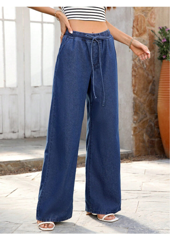 European And American-style Loose-fitting High-waisted Drawstring Casual Trousers