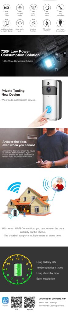 Video Doorbell Smart Wireless WiFi Security Door Bell
