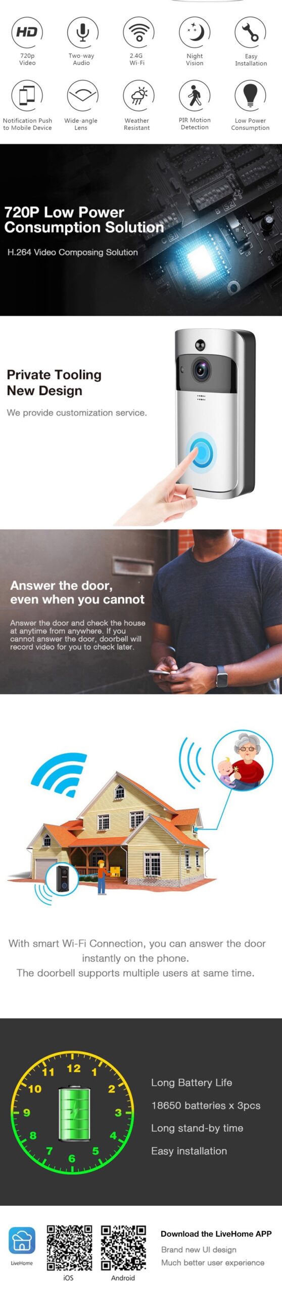 Video Doorbell Smart Wireless WiFi Security Door Bell - Image 11
