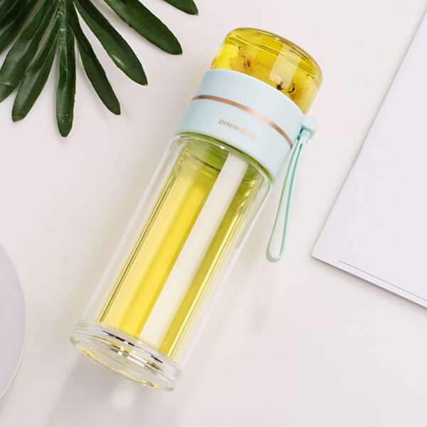 Glass Water Bottle With Tea Infuser Filter Tea Separation Double Wall Glass Bottle Leakproof Water Bottle - Image 24