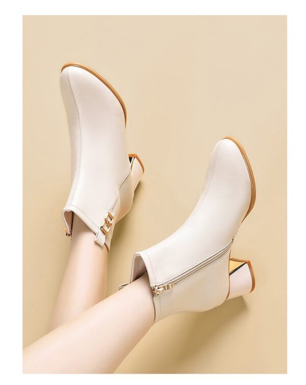 Womens Chunky-heeled Shoes With A Side-zip Design - Image 6