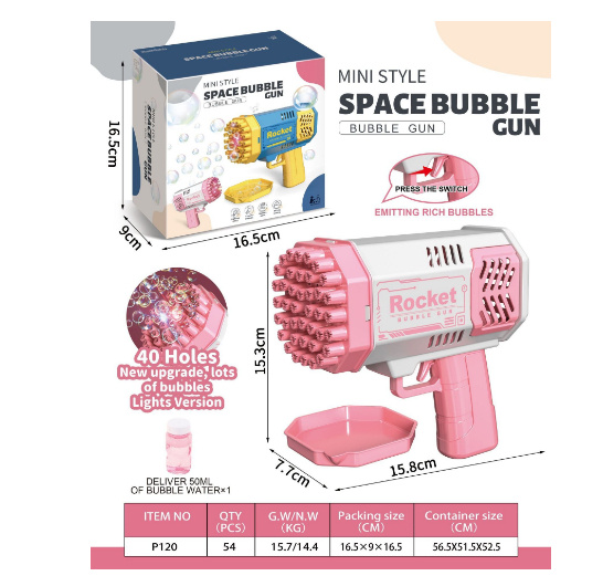 Bubble Gun Rocket 69 Holes Soap Bubbles Machine Gun Shape Automatic Blower With Light Toys For Kids Pomperos - Image 20