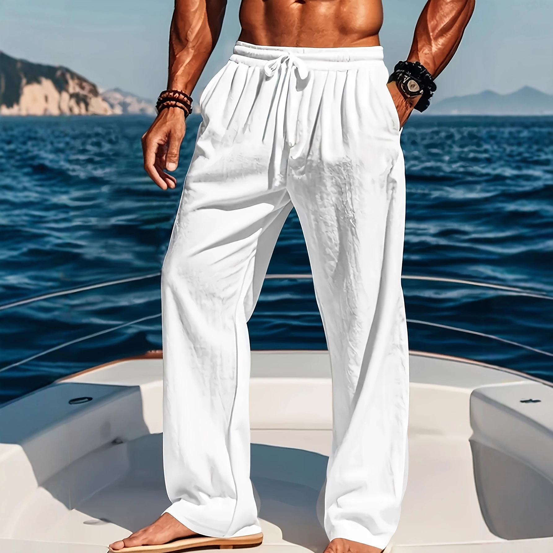 Breathable Cotton-Linen Loose-Fit Casual Sports Trousers - Image 1