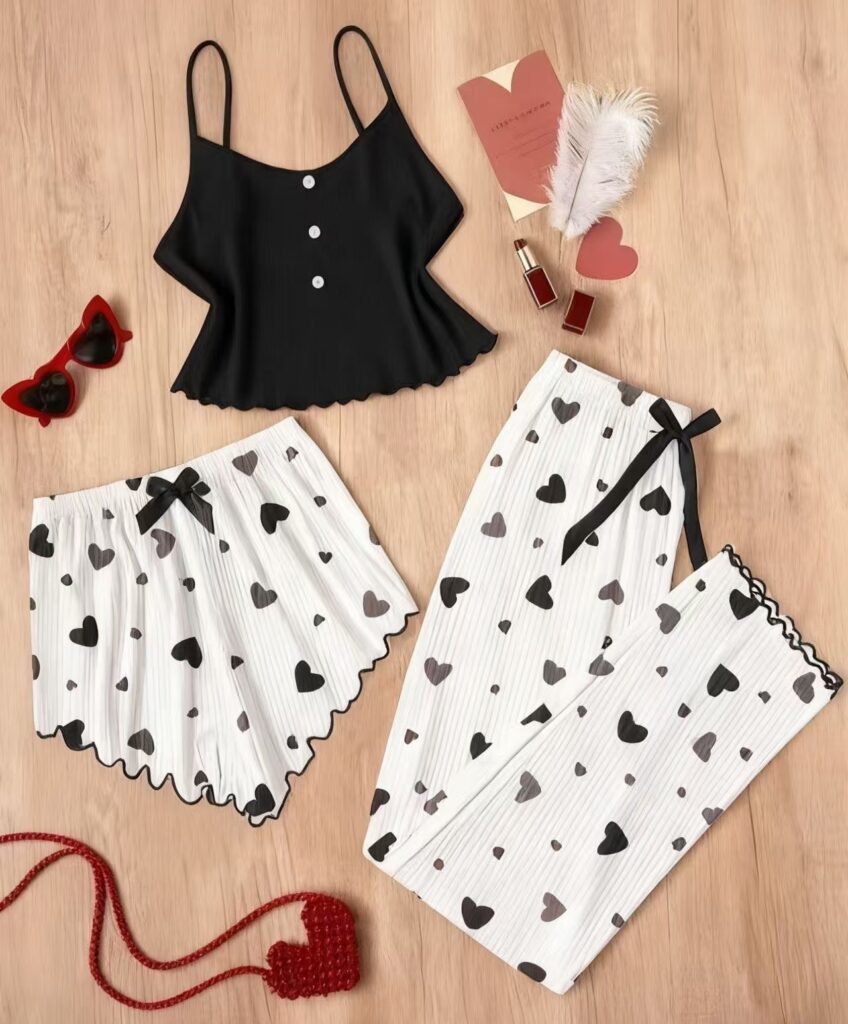 Women's Homewear Pajama Lingerie Three-Piece Set
