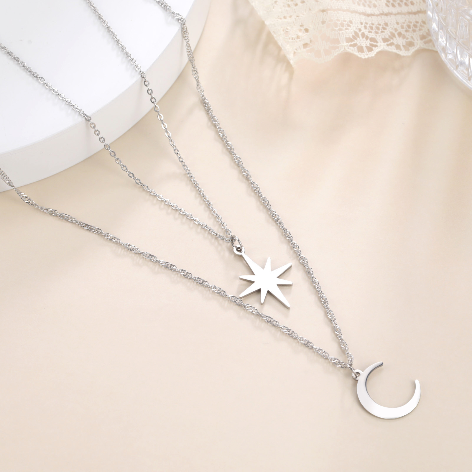 Japan-Korea Style Trendy Titanium Steel Cutout Fashionable Minimalist Clavicle Chain - Image 2