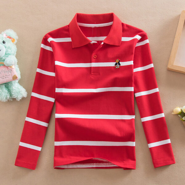 Turn-down Collar Long-sleeve T-shirt Childrens Clothing Business Top - Image 7