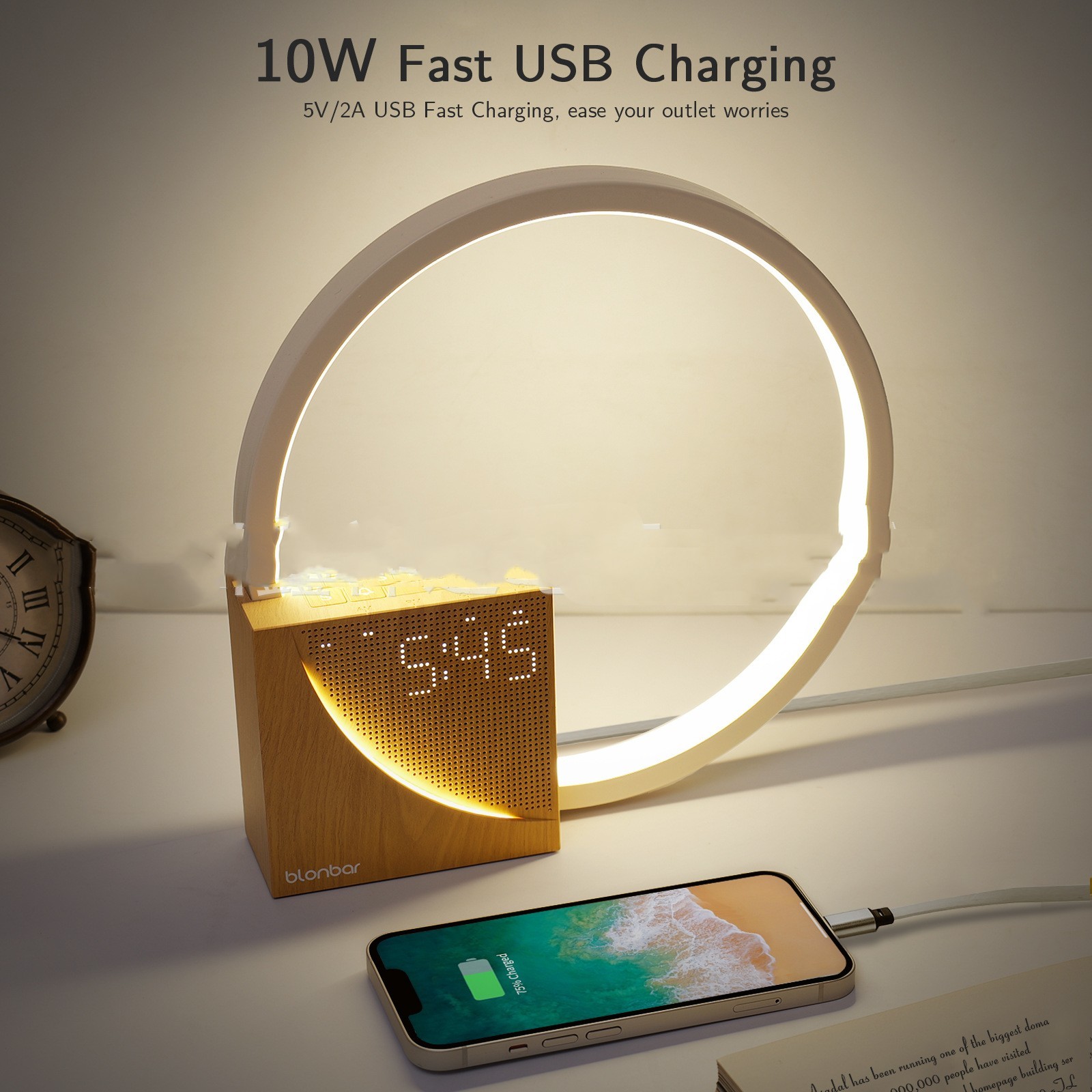 Bedside Lamp Touch Table Lamp With Natural Sounds, Desk Lamp With Alarm Clock, Touch Control 3 Levels Brightness Home Decor - Image 19