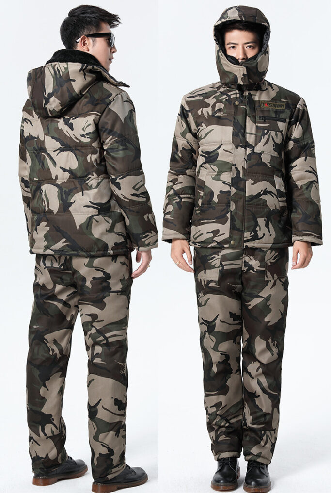 Winter Thickened Fleece Lined Camouflage Cotton Padded Jacket For Men