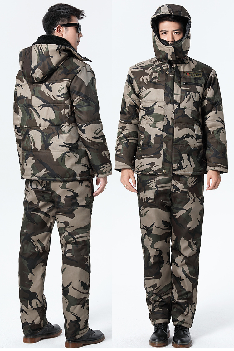 Winter Thickened Fleece Lined Camouflage Cotton Padded Jacket For Men - Image 11