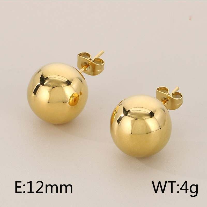 Simple Versatile Titanium Steel Polished Bean-Shaped Round Stud Earrings - Image 2