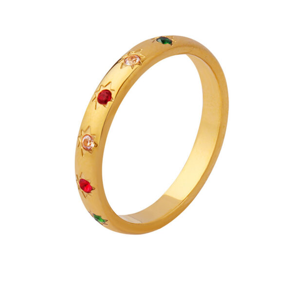 Titanium Steel Plain Band Ring With Zircon Inlays - Image 6
