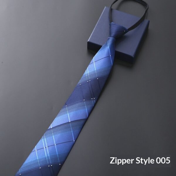 Mens Business Formal Zipper Tie With Blue Stripes - Image 27
