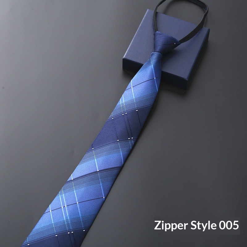 Mens Business Formal Zipper Tie With Blue Stripes - Image 27