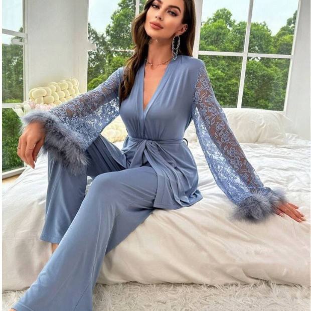 Nightgown Set Light Luxury Gentle Lace Women - Image 14