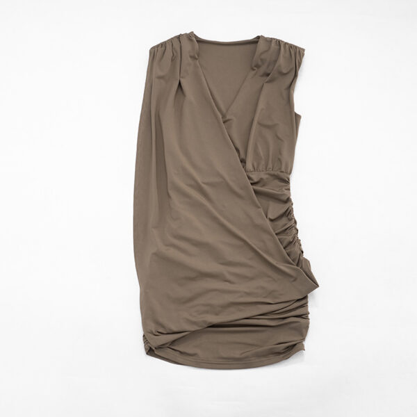 Designer Deep V-Neck Sleeveless Pleated Dress For Women - Image 24