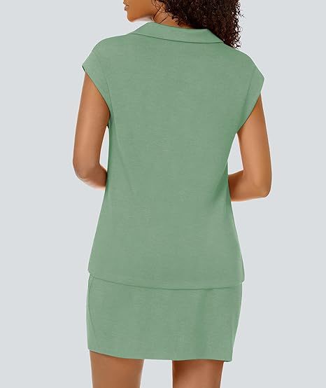 Casual Covered-Sleeve Lapel Shirt And Summer Sports Skirt Set - Image 22